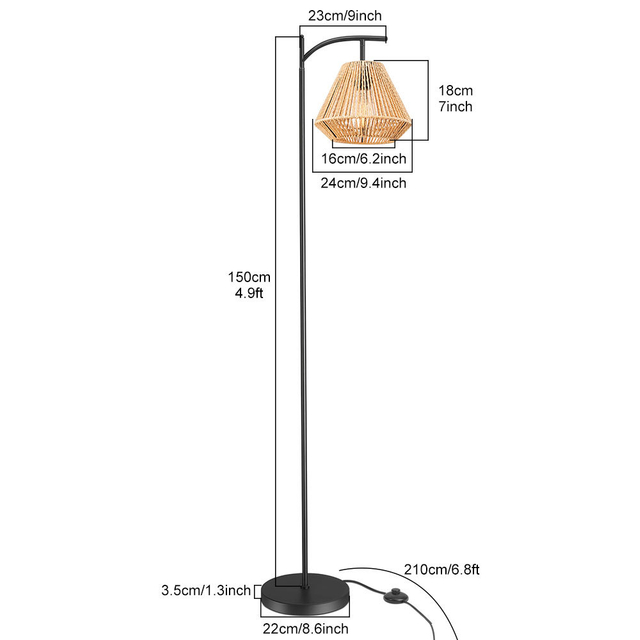 Nowości Diamentowe wzornictwo Lampa podłogowa ze sznurka konopnego Kreatywna atmosfera Lampy podłogowe