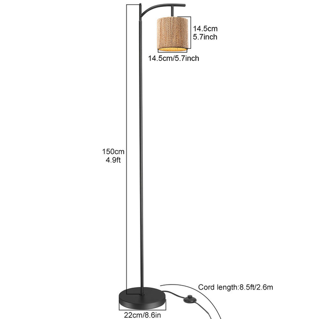 Nowoczesna lampa podłogowa w stylu rustykalnym Luksusowa lampa podłogowa w stylu vintage z liny konopnej do użytku domowego