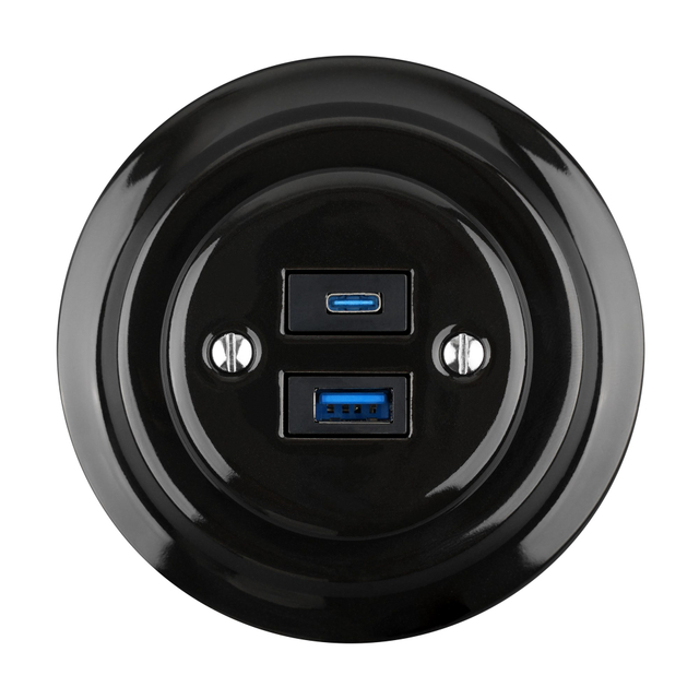 Ceramiczne USB-A+USB-C 20W 5V-4A Zamonnowane gniazdo ładowania