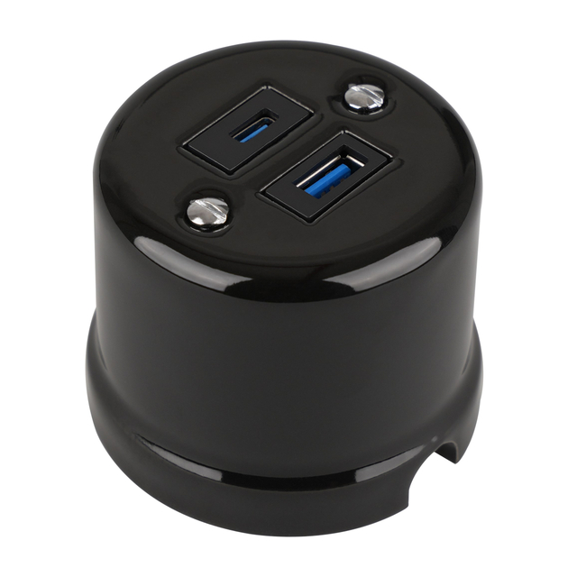  Vintage USB-A+USB-C 20W 5V-4A Surface Montowane gniazdo ładowania