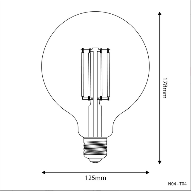 Żarówka LED G125 7W Przezroczysta Kula 806Lm E27 2700K Możliwość ściemniania